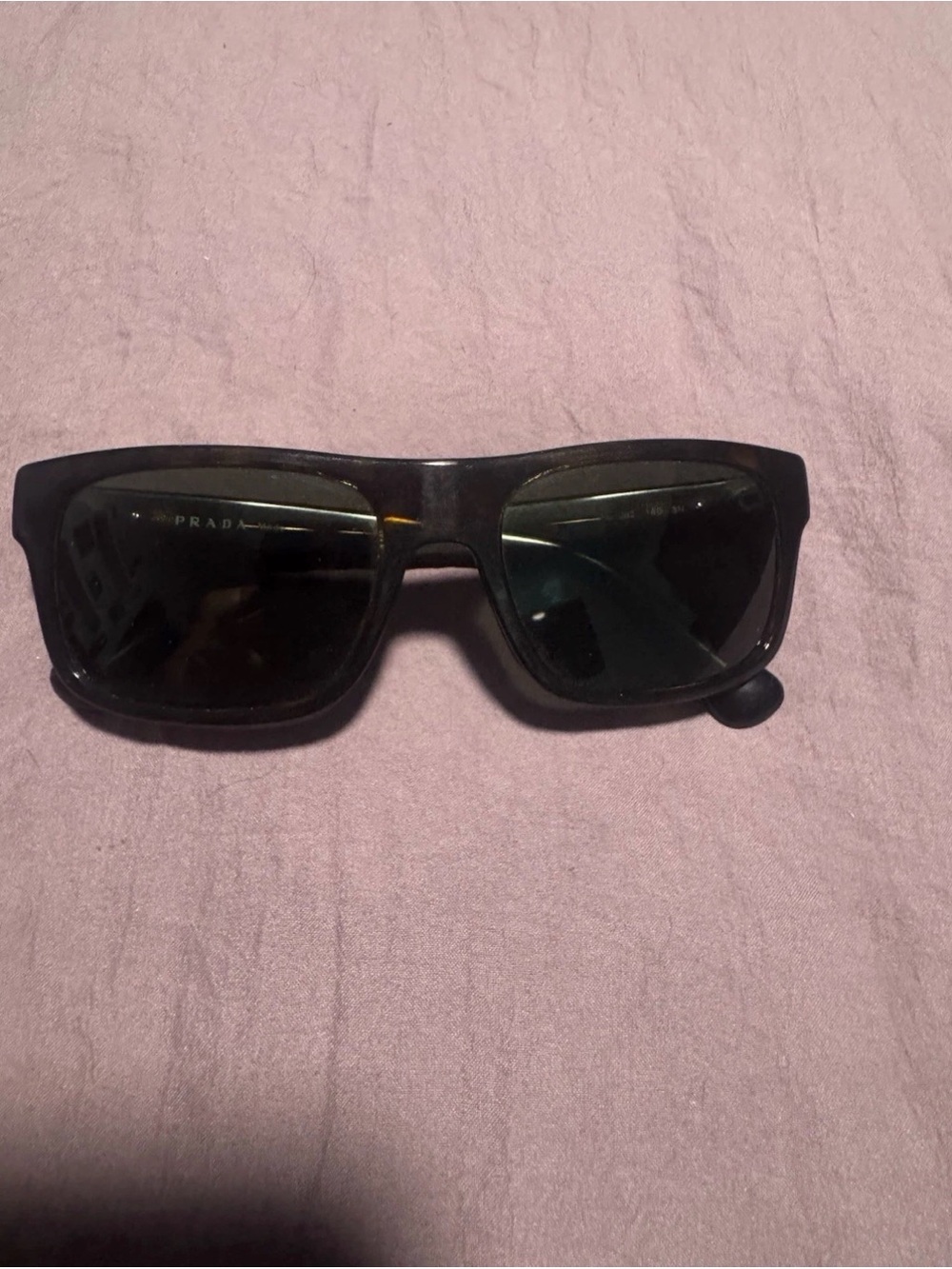 Prada Black Rectangular Sunglasses with Dark Lenses - Picture 1 of 5